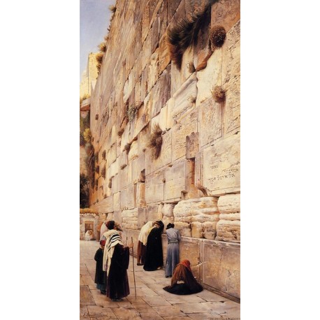 The Wailing Wall by Gustav Bauernfeind - Jewish Art Oil Painting...