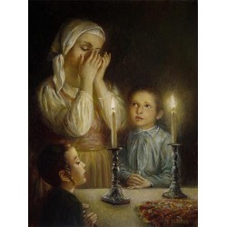 Welcoming the Shabbat III | Jewish Art Oil Painting 