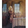 Welcoming the Shabbat II | Jewish Art Oil Painting 