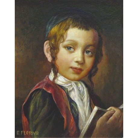 Elena Flerova - A Jewish Boy | Jewish Art Oil Painting Gallery