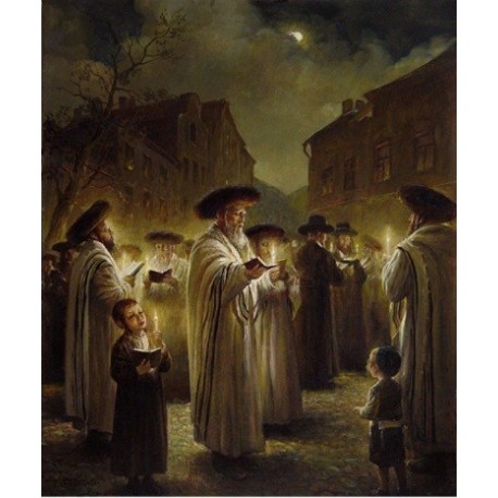 Elena Flerova - Blessing on the Moon II | Jewish Art Oil Painting Gallery