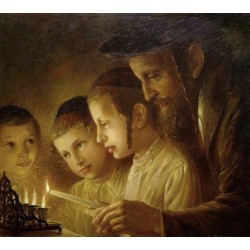 Elena Flerova - Channukah Lights | Jewish Art Oil Painting Gallery