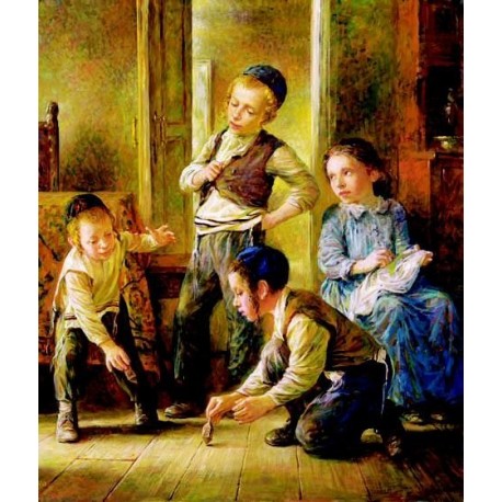 Elena Flerova - Dreidel I | Jewish Art Oil Painting Gallery