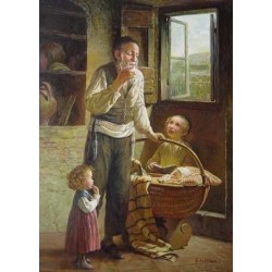 Elena Flerova - Grandpa | Jewish Art Oil Painting Gallery