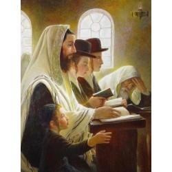 Elena Flerova - In Sinagogue Boy | Jewish Art Oil Painting Gallery
