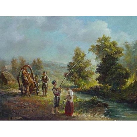 Elena Flerova - Landscape II | Jewish Art Oil Painting Gallery