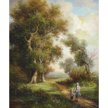 Elena Flerova - Landscape Walk | Jewish Art Oil Painting Gallery