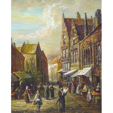 Elena Flerova - Market I | Jewish Art Oil Painting Gallery