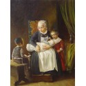 Elena Flerova - Mother with Kids | Jewish Art Oil Painting Gallery