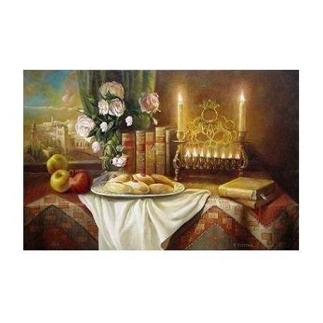 Elena Flerova - Still life with donuts | Jewish Art Oil Painting Gallery