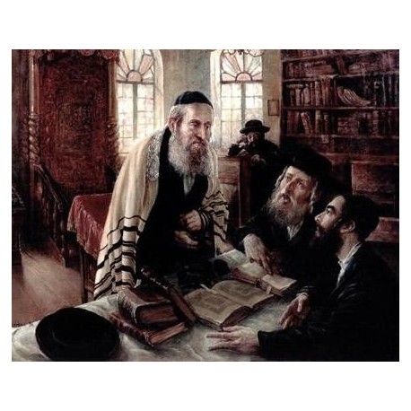 Elena Flerova - The Debate | Jewish Art Oil Painting Gallery