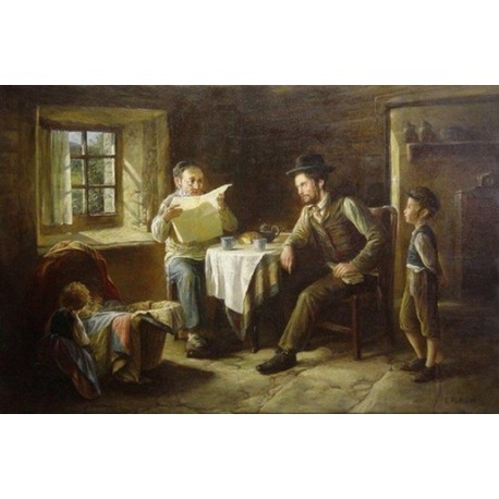 Elena Flerova - The Family II | Jewish Art Oil Painting Gallery