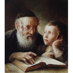 Elena Flerova - The Lesson V | Jewish Art Oil Painting Gallery