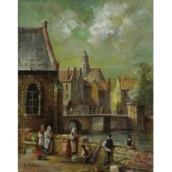 Elena Flerova - The Market | Jewish Art Oil Painting Gallery
