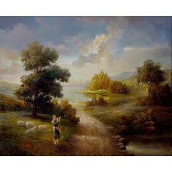 Elena Flerova - The Shepherd | Jewish Art Oil Painting Gallery
