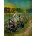 Elena Flerova - Watching the Moon | Jewish Art Oil Painting Gallery