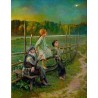 Elena Flerova - Watching the Moon | Jewish Art Oil Painting Gallery