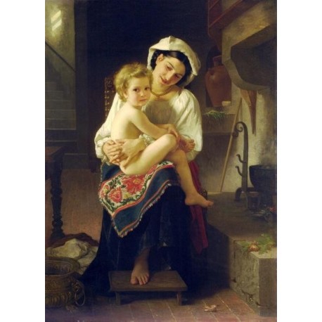 Young Mother Gazing at Her Child by William Adolphe Bouguereau - Art gallery oil painting reproductions