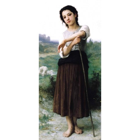Young Shepherdess Standing 1887 by William Adolphe Bouguereau -...