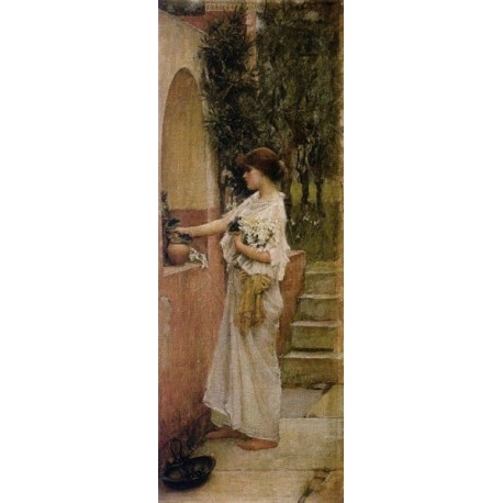 A Roman Offering 1890 by John William  Waterhouse - Art gallery oil painting reproductions