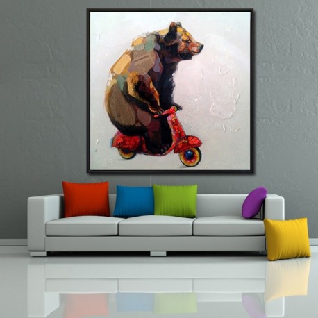 Abstract Bear - Hand-Painted Animal Wall Art Modern Oil Painting