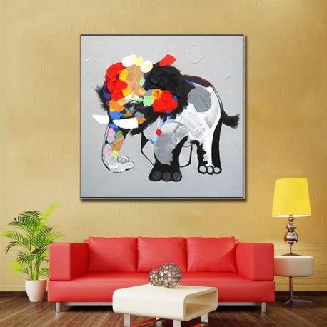 Abstract Elephant - Hand-Painted Animal Wall Art Modern Oil Painting