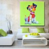 Color Puppy Dog - Handmade Animal Wall Art Modern Oil Painting