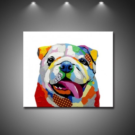 Colorful Dog - Hand-Painted Animal Wall Art Modern Oil Painting