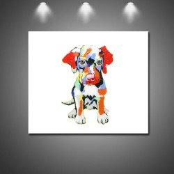 Colorful Puppy- Handmade Animal Canvas Art Modern Oil Painting