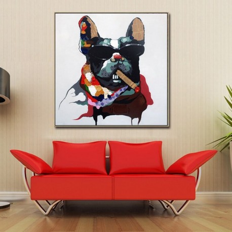 Cool Dog Handmade Modern Abstract Oil Painting