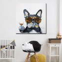 Cool Drinking Dog - Handmade Animal Canvas Art Modern Painting
