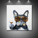 Cool Drinking Dog - Handmade Animal Canvas Art Modern Painting