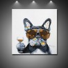 Cool Drinking Dog - Handmade Animal Canvas Art Modern Painting