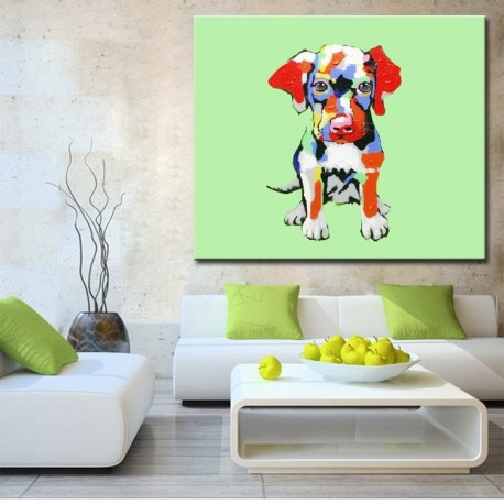 Cute Abstract Dog - Hand-Painted Modern Home decor Wall Art Painting
