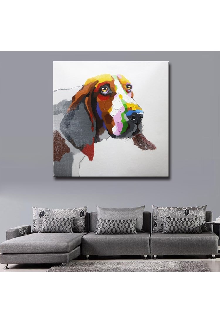  Cute  Dog Hand Painted Modern Home  decor  Wall Art  oil 