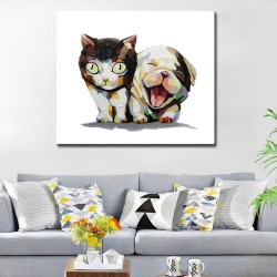 Cute Friends - Handmade Animal Canvas Art Modern Oil Painting