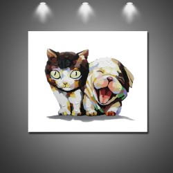 Cute Friends - Handmade Animal Canvas Art Modern Oil Painting