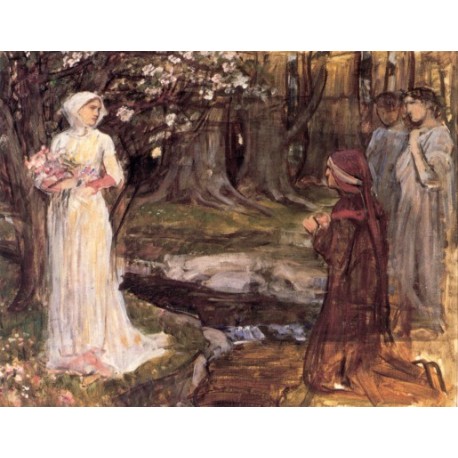 Dante and Beatrice 1915 by John William Waterhouse-Art gallery oil...