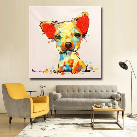Cute Little Dog - Hand-Painted Modern Home decor wall art oil Painting
