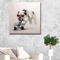 Skating Dog - Handmade Animal Canvas Art Modern Oil Painting
