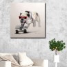 Skating Dog - Handmade Animal Canvas Art Modern Oil Painting