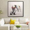 Skating Dog - Handmade Animal Canvas Art Modern Oil Painting