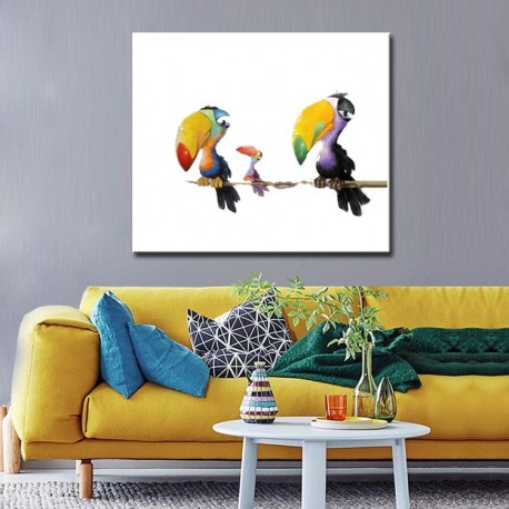 Toucan Birds - Hand-Painted Modern Home decor Wall Art oil Painting