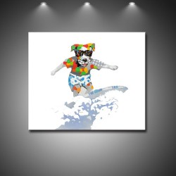 Surfing Dog - Hand-Painted Modern Home decor wall art oil Painting