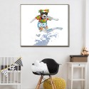 Surfing Dog - Hand-Painted Modern Home decor wall art oil Painting