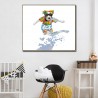 Surfing Dog - Hand-Painted Modern Home decor wall art oil Painting