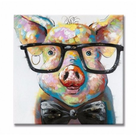 Smart Pig - Hand-Painted Modern Home decor wall art oil Painting