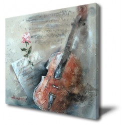 Violin Abstract- Hand-Painted Music Home decor wall art oil Painting
