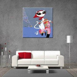Cat on Bike - Hand-Painted Modern Home decor wall art oil Painting