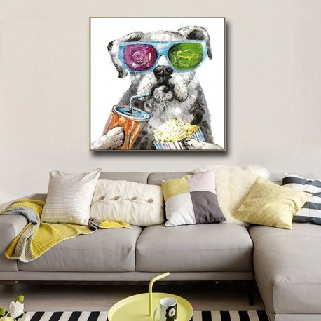 Chilling Dog - Hand-Painted Modern Home decor wall art oil Painting